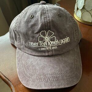 Emo Nite Never Feel Lonely Again Flower Strapback Brown Dad Hat Mesh Inside